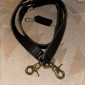 Coach Black Leather Replacement Strap Adjustable & Removable Hang Tag